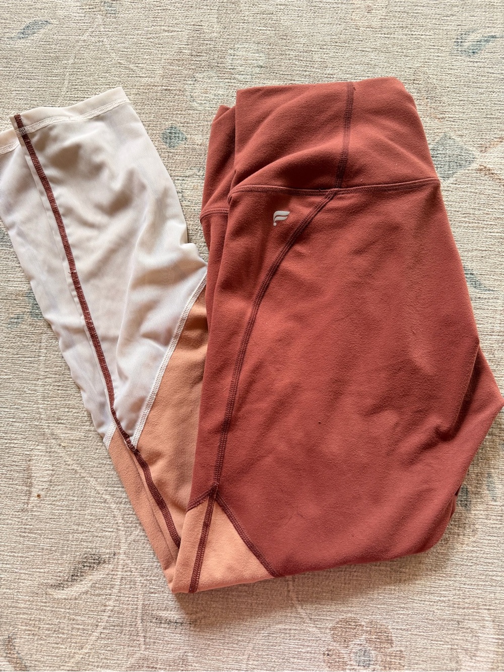 Fabletics Colorblock Leggings - Rust, Blush & Cream